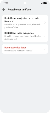Pulsa Borrar todos los datos.