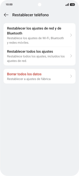 Pulsa Borrar todos los datos.