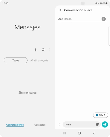 Pulsa el icono de envío cuando termines de escribir el mensaje corto.