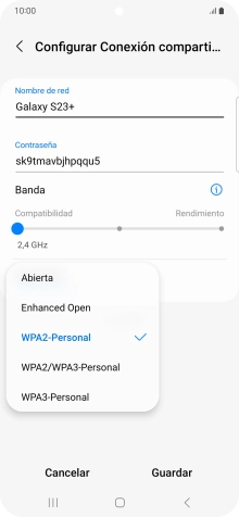 Pulsa WPA3-Personal para proteger la conexión wifi con una contraseña.