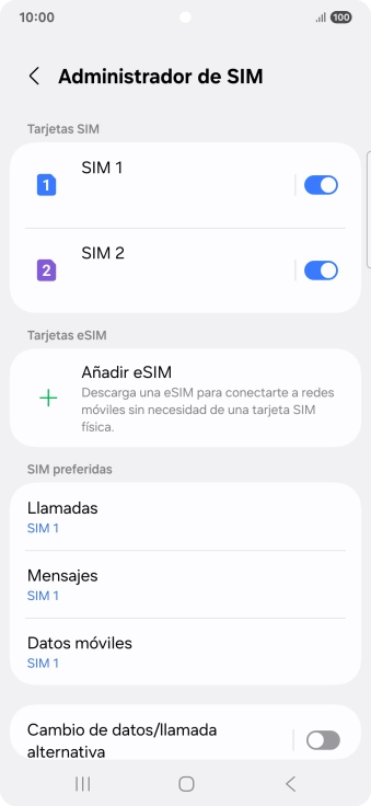Pulsa la SIM de la línea móvil deseada.