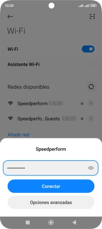Introduce la contraseña de la red wifi y pulsa Conectar.