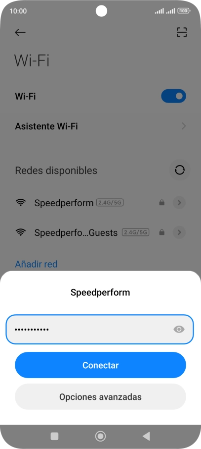 Introduce la contraseña de la red wifi y pulsa Conectar.