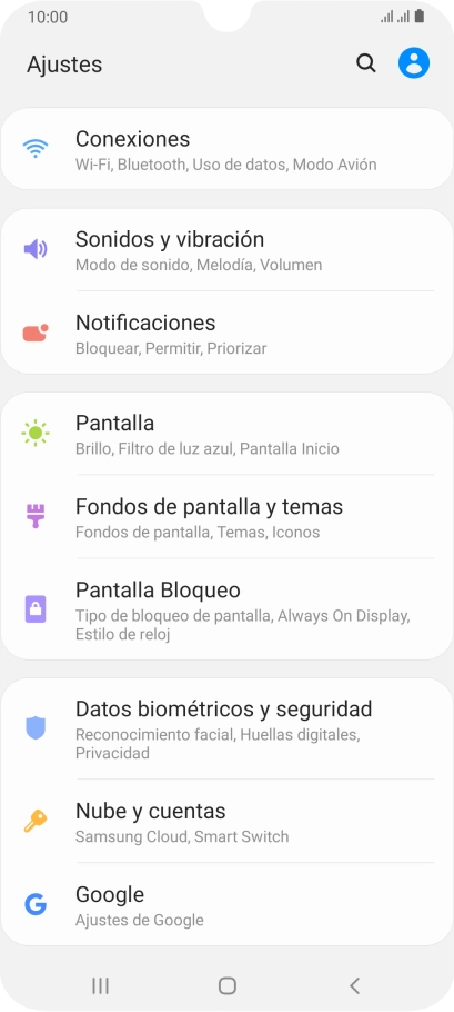 Pulsa Nube y cuentas.