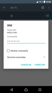 Introduce la contraseña de la red wifi y pulsa CONECTAR.