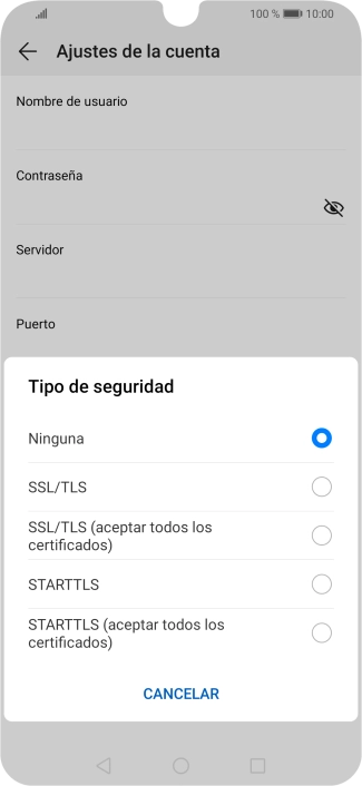 Pulsa Ninguna para desactivar la función.