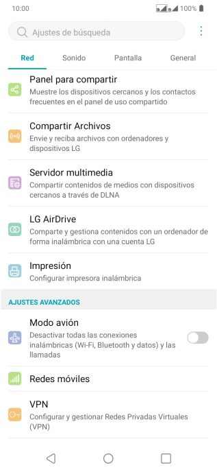 Pulsa Redes móviles.