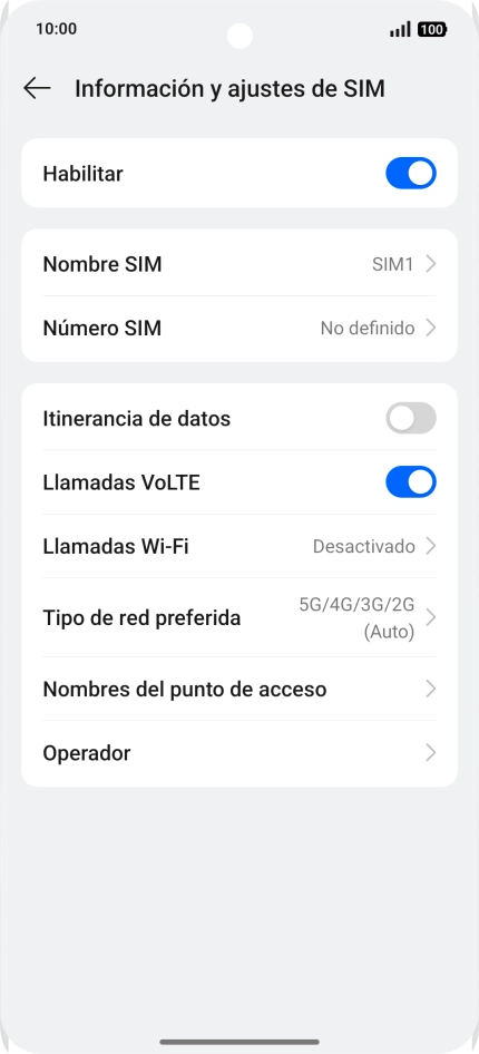 Pulsa Tipo de red preferida.