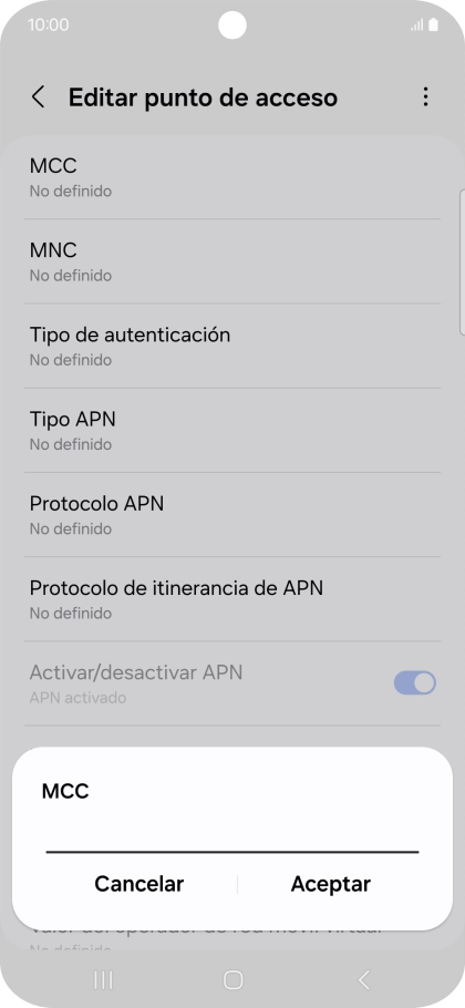 Introduce 214 y pulsa Aceptar.
