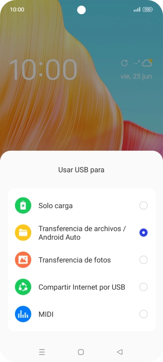 Pulsa Transferencia de archivos/Android.