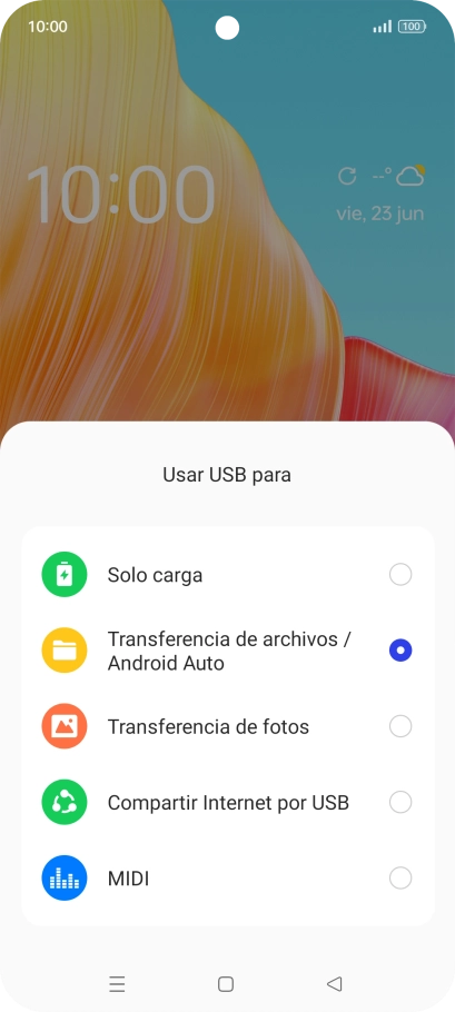 Pulsa Transferencia de archivos/Android.