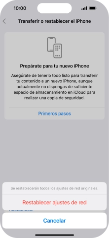 Pulsa Restablecer ajustes de red.