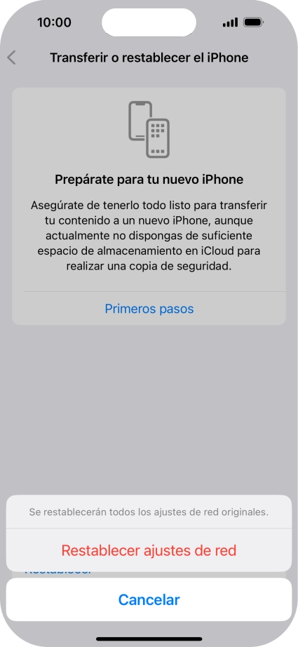 Pulsa Restablecer ajustes de red.