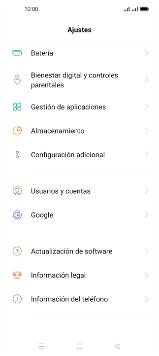 Pulsa Actualización de software. Si hay una versión de software nueva disponible, aparecerá ahora en la pantalla. Sigue las indicaciones de la pantalla para actualizar el software del teléfono.