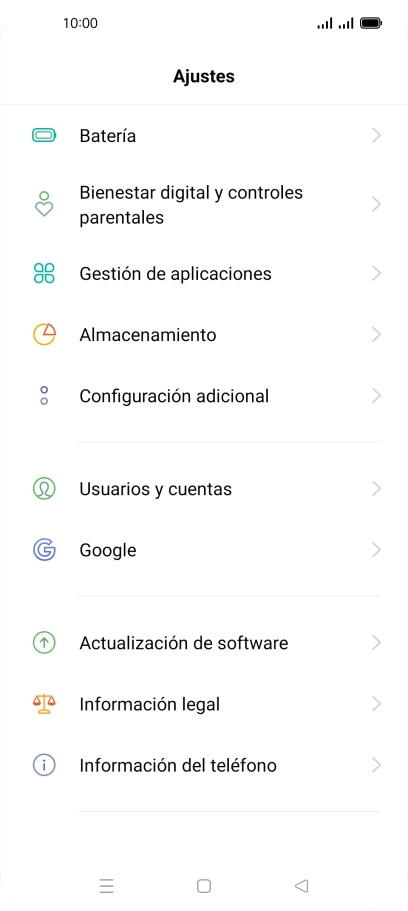 Pulsa Actualización de software. Si hay una versión de software nueva disponible, aparecerá ahora en la pantalla. Sigue las indicaciones de la pantalla para actualizar el software del teléfono.