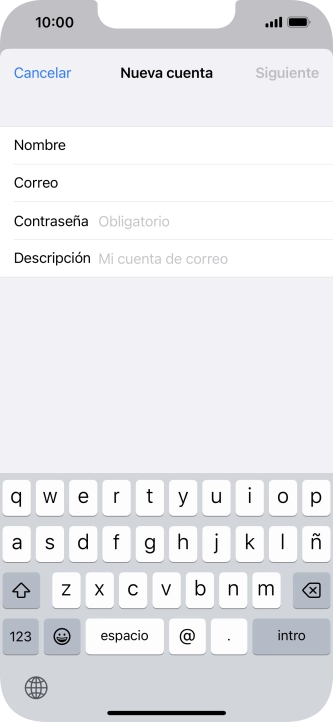 Pulsa Contraseña e introduce la contraseña de tu cuenta de correo electrónico.