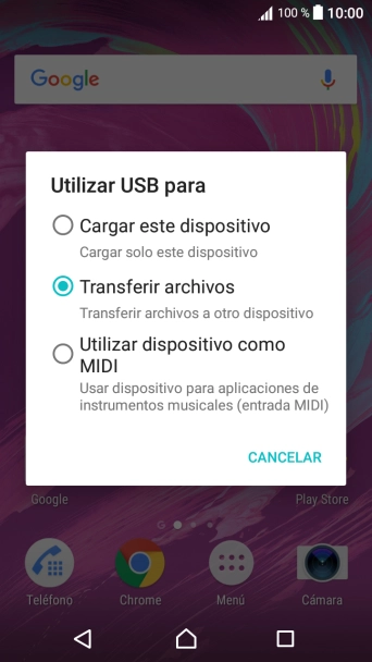 Pulsa Transferir archivos.