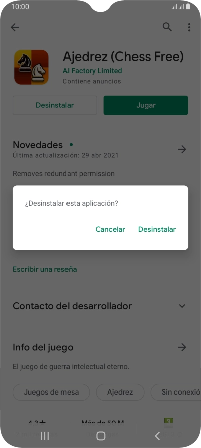 Pulsa Desinstalar.