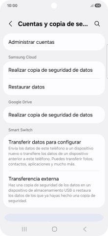 Pulsa Administrar cuentas.