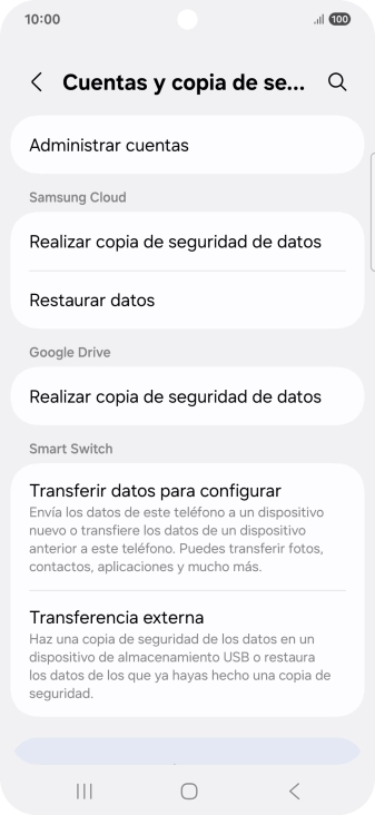 Pulsa Administrar cuentas.