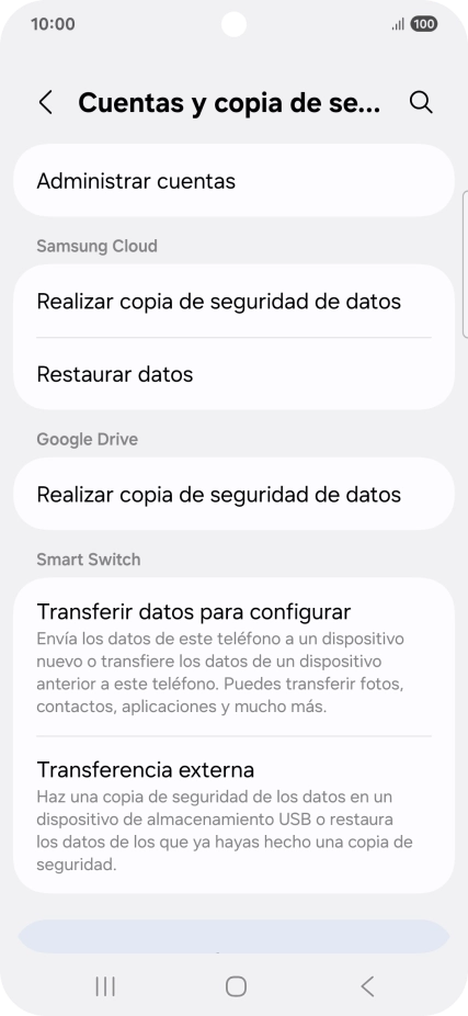 Pulsa Administrar cuentas.