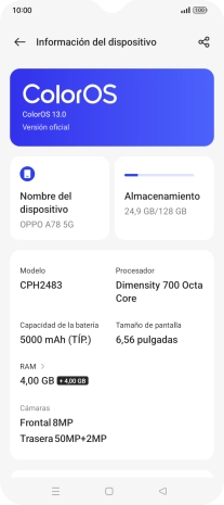 Pulsa el campo superior. Si hay una versión de software nueva disponible, aparecerá ahora en la pantalla. Sigue las indicaciones de la pantalla para actualizar el software del teléfono.