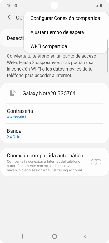 Pulsa Configurar Conexión compartida.