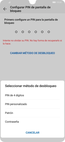 Pulsa el código de seguridad deseado y sigue las indicaciones de la pantalla para crear un código de seguridad del teléfono adicional.