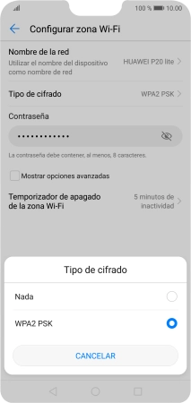 Pulsa WPA2 PSK para proteger la conexión wifi con una contraseña. Pulsa WPA2 PSK para proteger la conexión wifi con una contraseña.