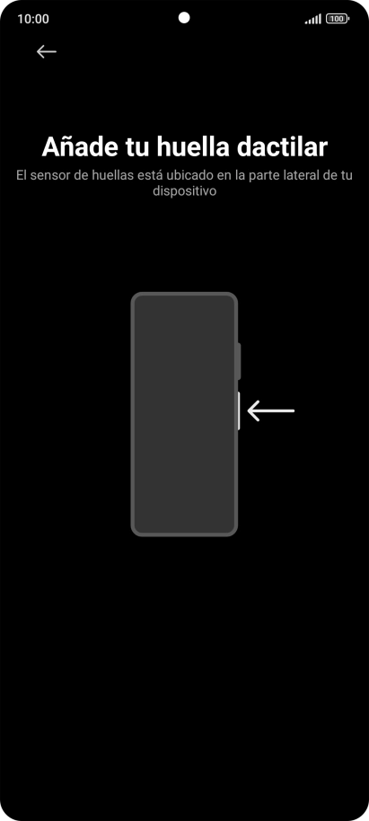 Sigue las indicaciones de la pantalla para crear una huella digital como código de seguridad.
