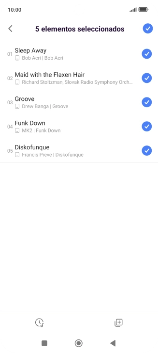 Pulsa los archivos de música deseados para seleccionarlos.