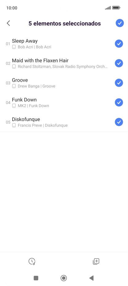 Pulsa los archivos de música deseados para seleccionarlos.