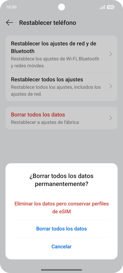 Pulsa el ajuste deseado.