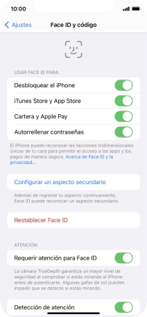 Pulsa  el indicador junto a los ajustes deseados para activarlos o desactivarlos.