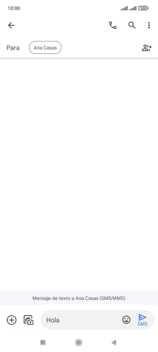 Pulsa el icono de envío cuando termines de escribir el mensaje corto.