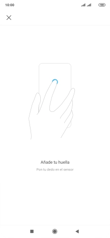 Sigue las indicaciones de la pantalla para crear una huella digital como código de seguridad. Sigue las indicaciones de la pantalla para crear una huella digital como código de seguridad.