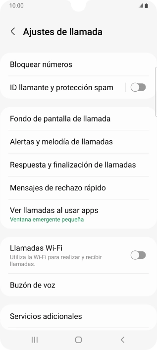 Pulsa Servicios adicionales.