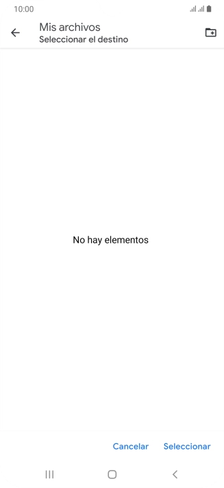 Si deseas crear una nueva carpeta, pulsa el icono de nueva carpeta y sigue las indicaciones de la pantalla para crearla.