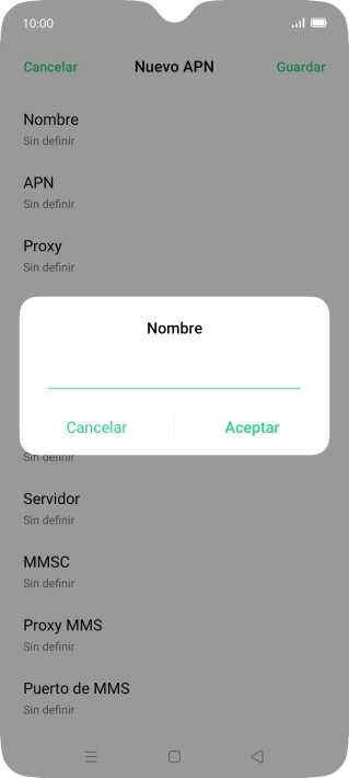 Introduce Vodafone Internet y pulsa Aceptar.