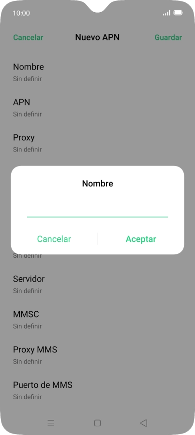 Introduce Vodafone Internet y pulsa Aceptar.