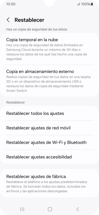 Pulsa Restablecer ajustes de red móvil.