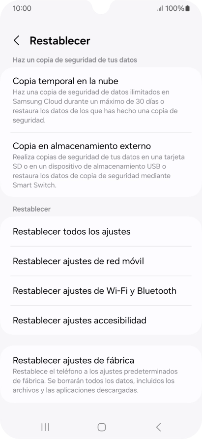 Pulsa Restablecer ajustes de red móvil.
