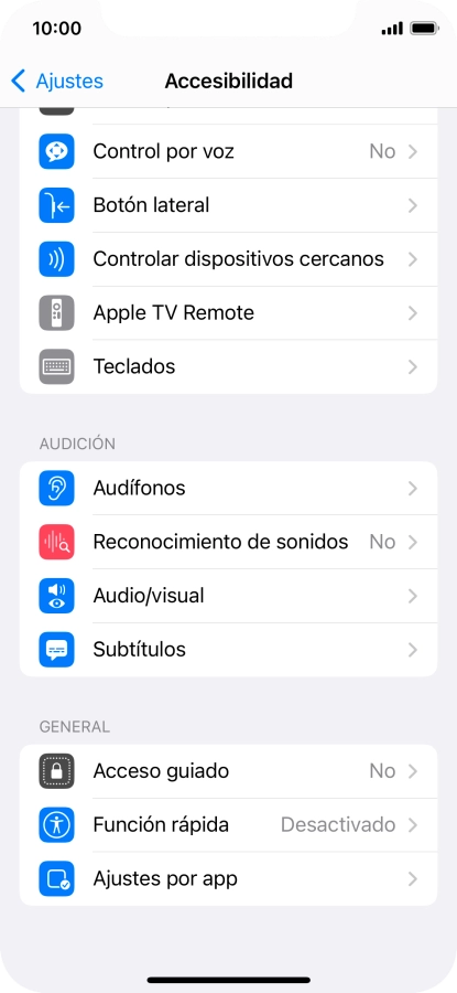 Pulsa una categoría bajo 