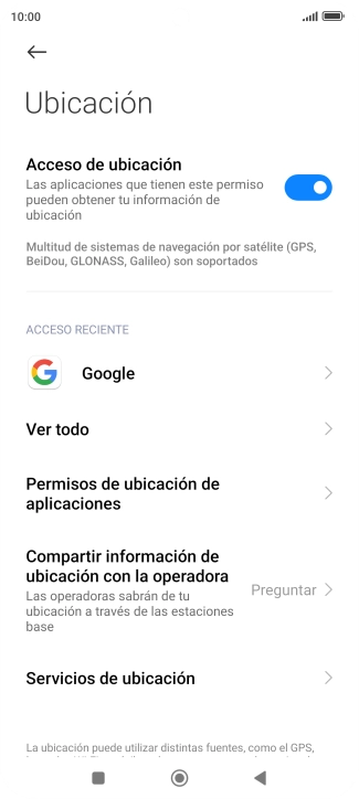 Pulsa Permisos de ubicación de aplicaciones.