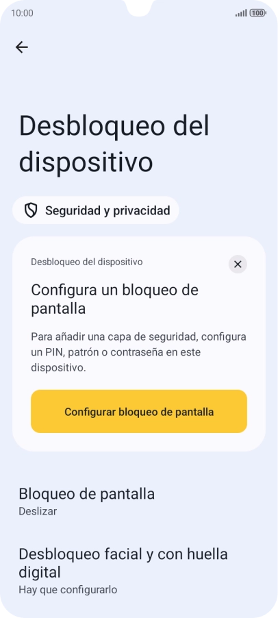 Pulsa Desbloqueo facial y con huella digital.