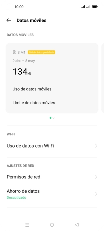 El consumo total de datos se visualiza ahora en la pantalla.