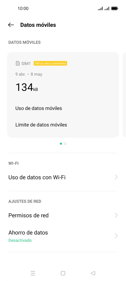 El consumo total de datos se visualiza ahora en la pantalla.