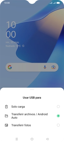 Pulsa Transferir archivos / Android Auto.