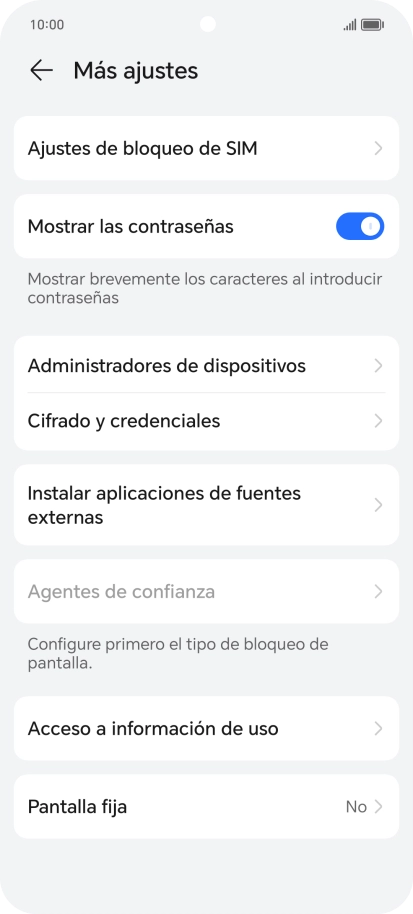 Pulsa Ajustes de bloqueo de SIM.