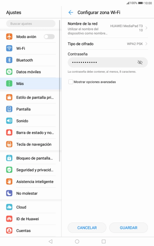 Pulsa Nombre de la red e introduce el nombre deseado de la conexión wifi.